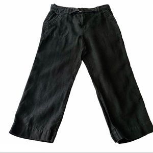 Charter Club Pants Women’s 8 Linen Classic Fit Cropped Belt Black Casual Coastal